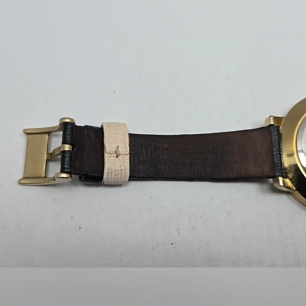 Ted Baker Kate Women's Watch Pink Date Dial Black Leather Band New Battery